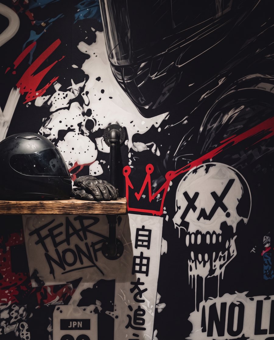 Motas e graffiti — detalhe