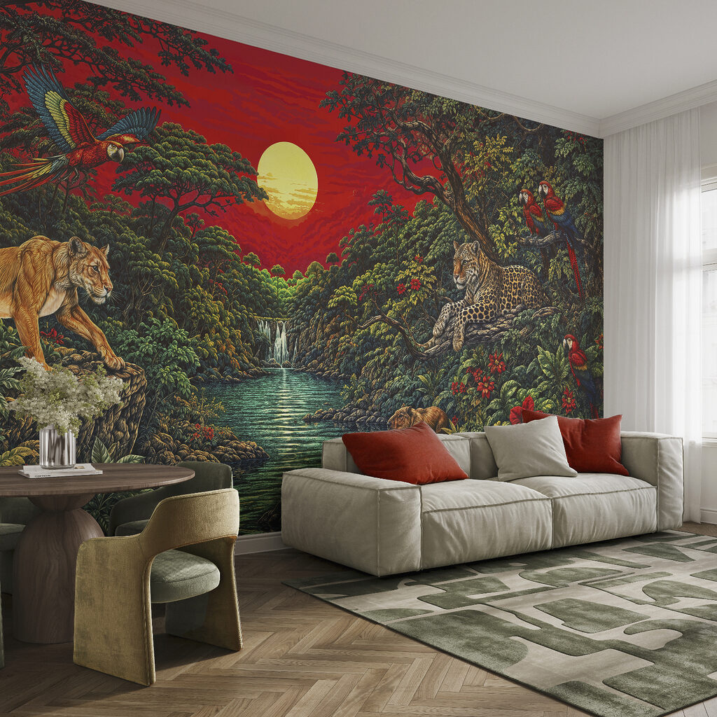 Felinos sob céu vermelho — interior 2