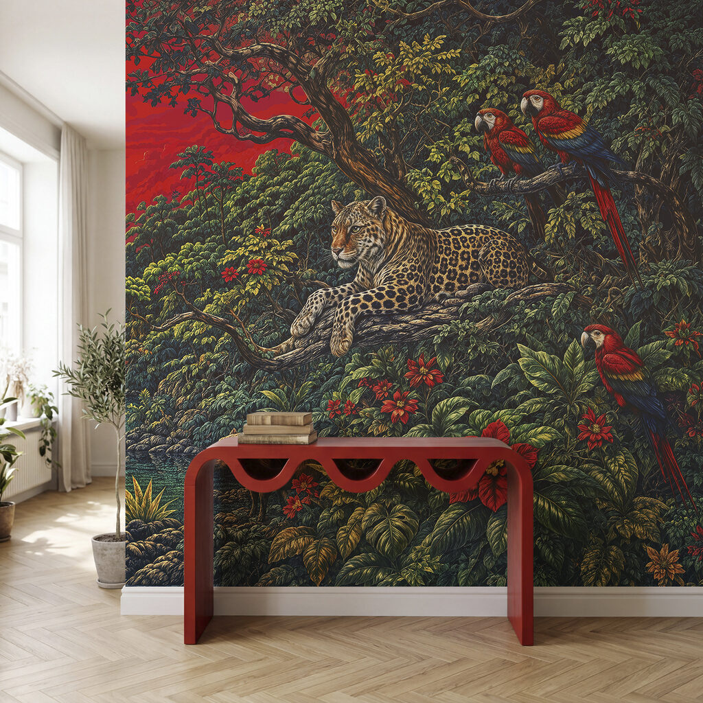 Felinos sob céu vermelho — interior 3