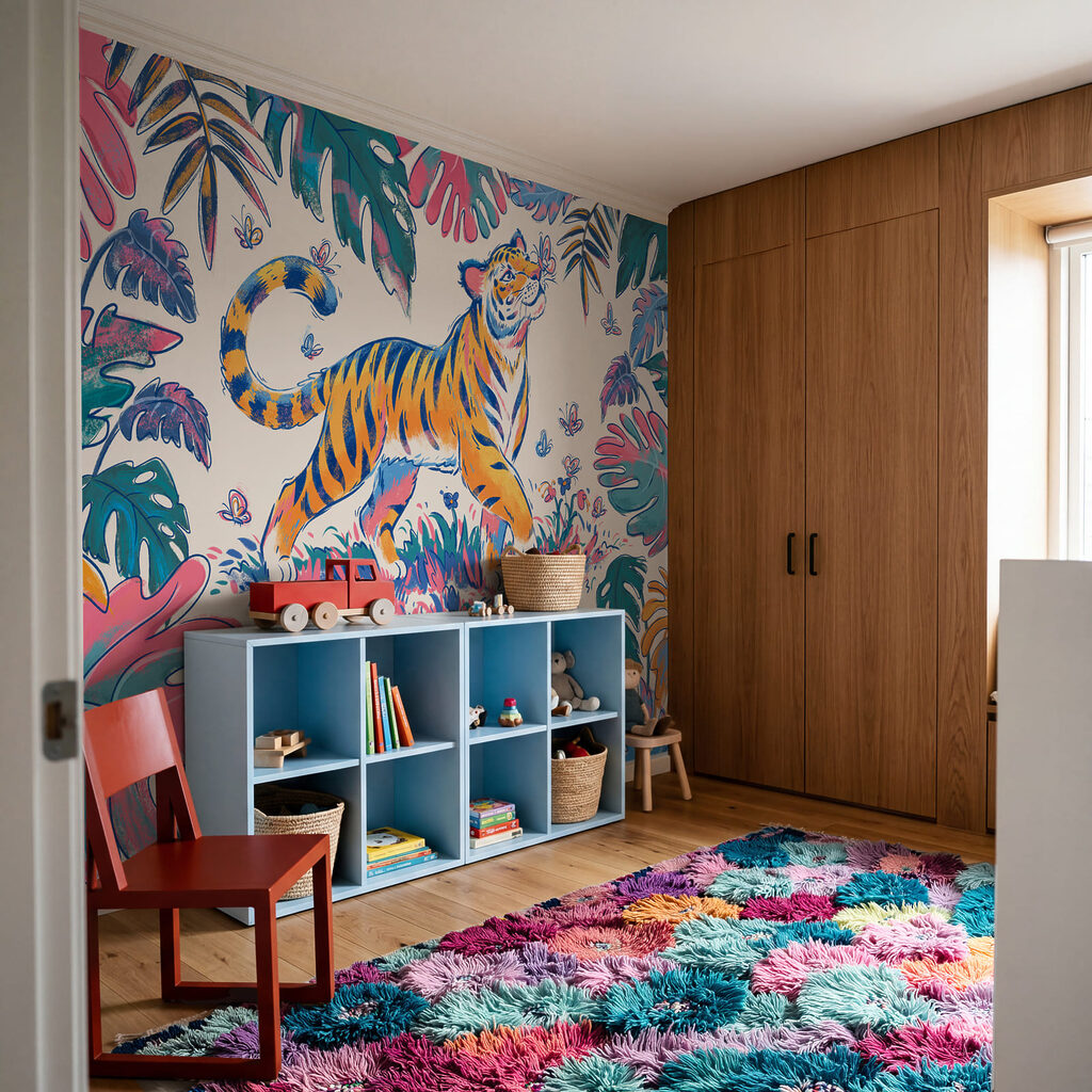 Tigre entre folhas garridas — interior 2