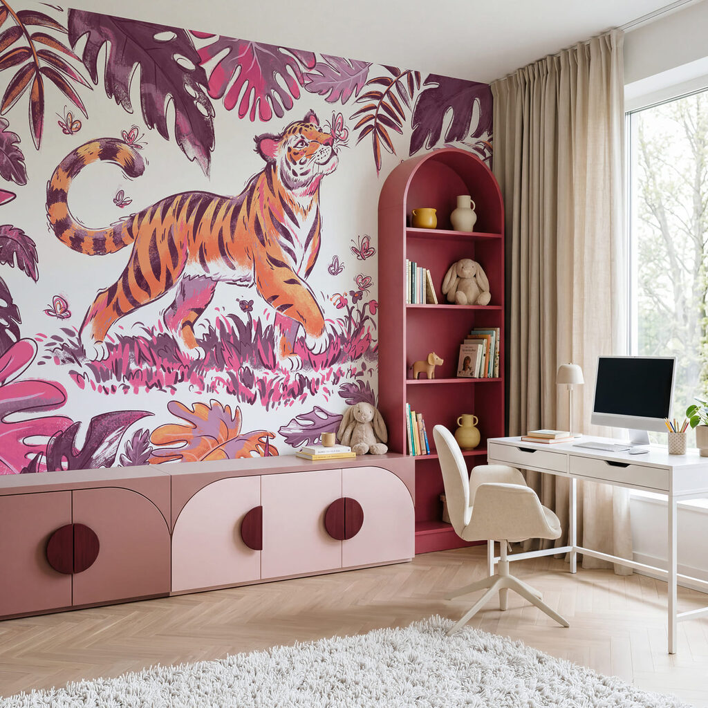 Tigre entre folhas garridas — interior 2