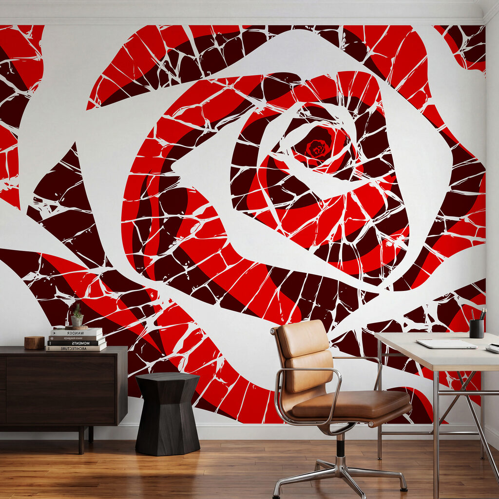 Rosa em mosaico num interior