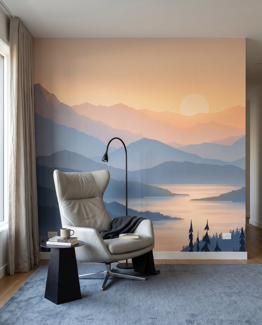 Lago montanhoso ao entardecer — interior 3