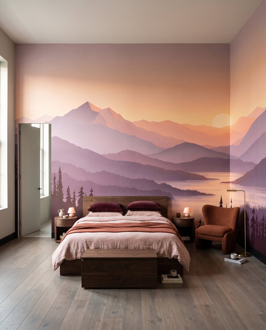 Lago montanhoso ao entardecer — interior 1