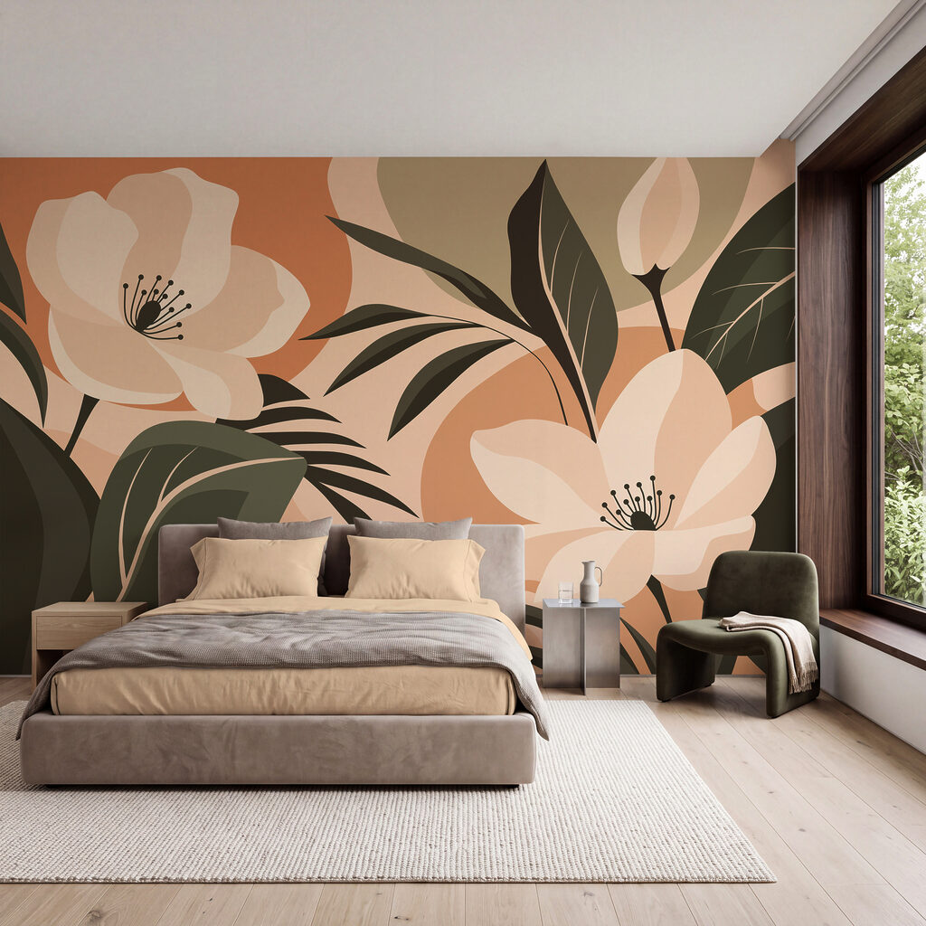 Flores entre folhas coloridas — interior 2