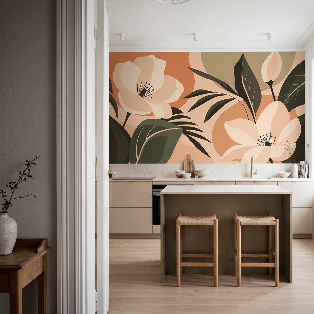 Flores entre folhas coloridas — interior 3