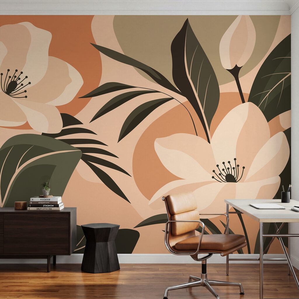 Flores entre folhas coloridas — interior 5
