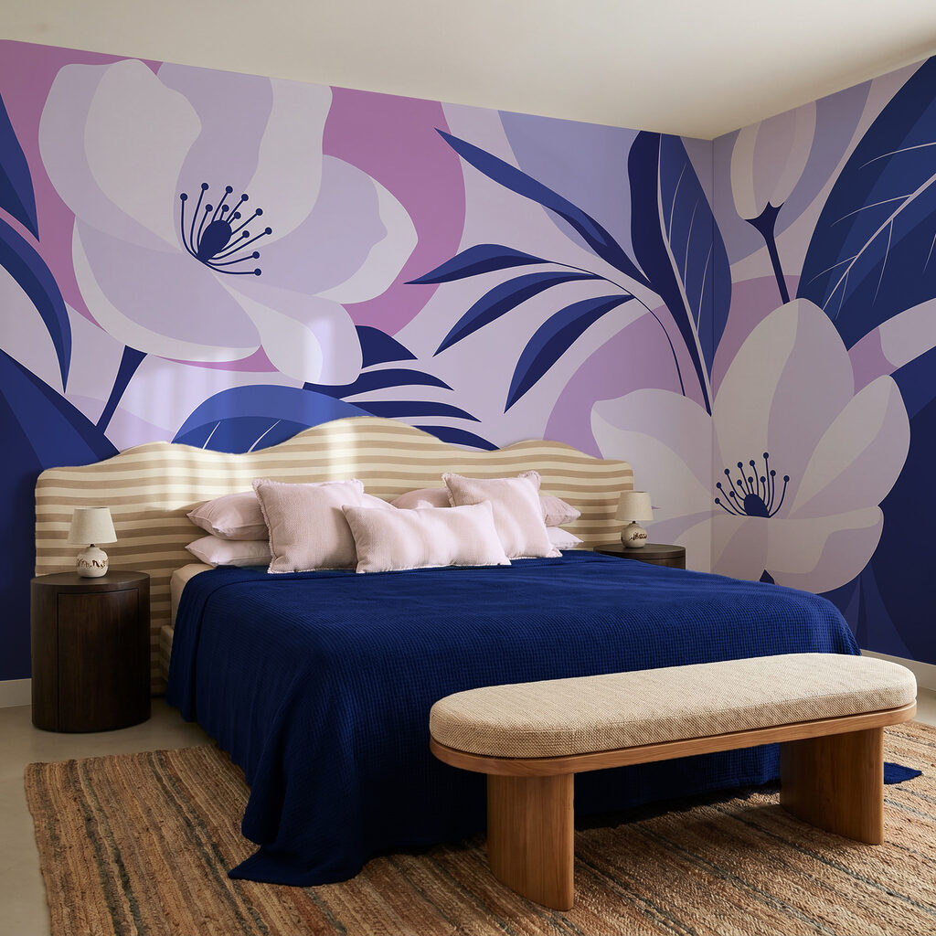 Flores entre folhas coloridas — interior 1