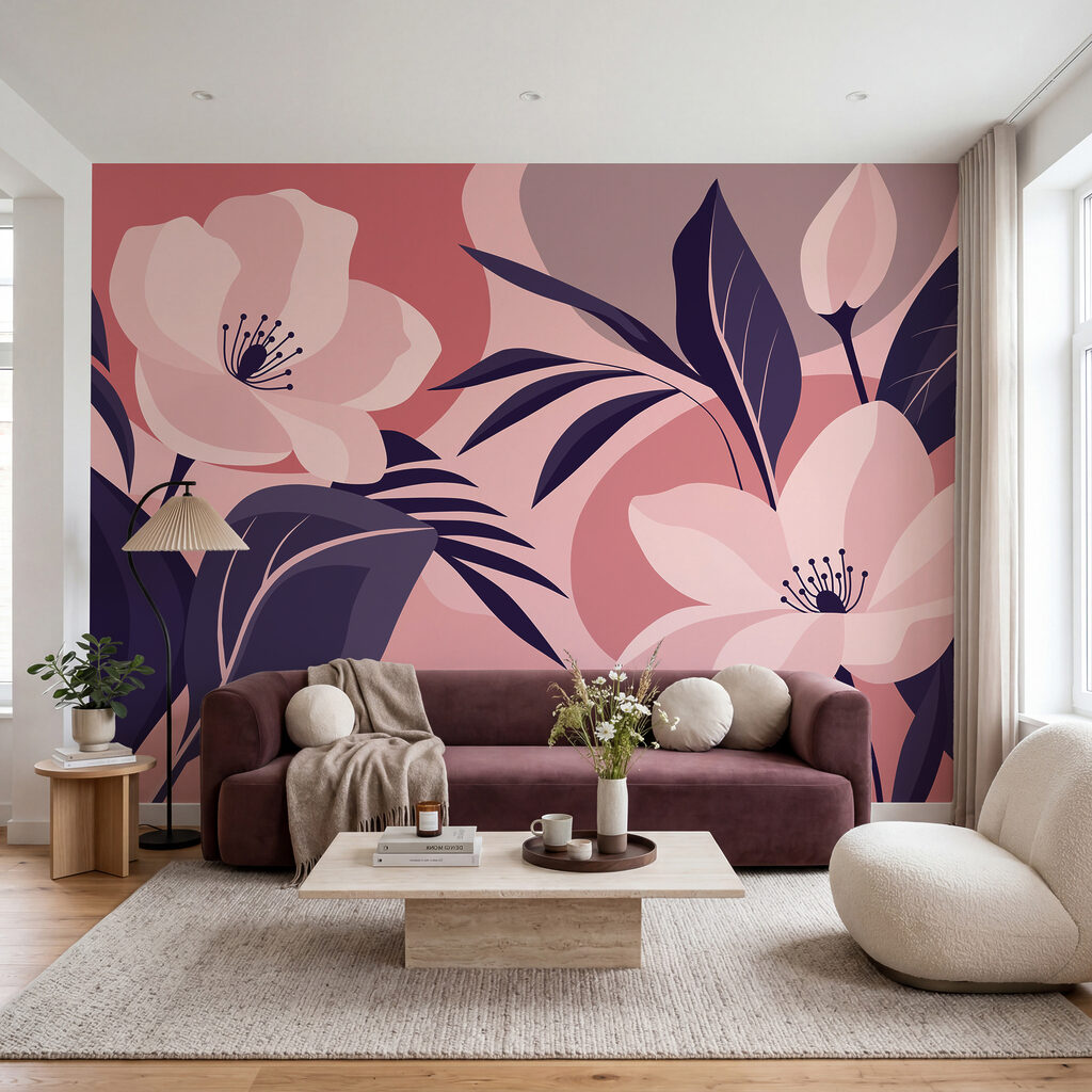 Flores entre folhas coloridas — interior 2