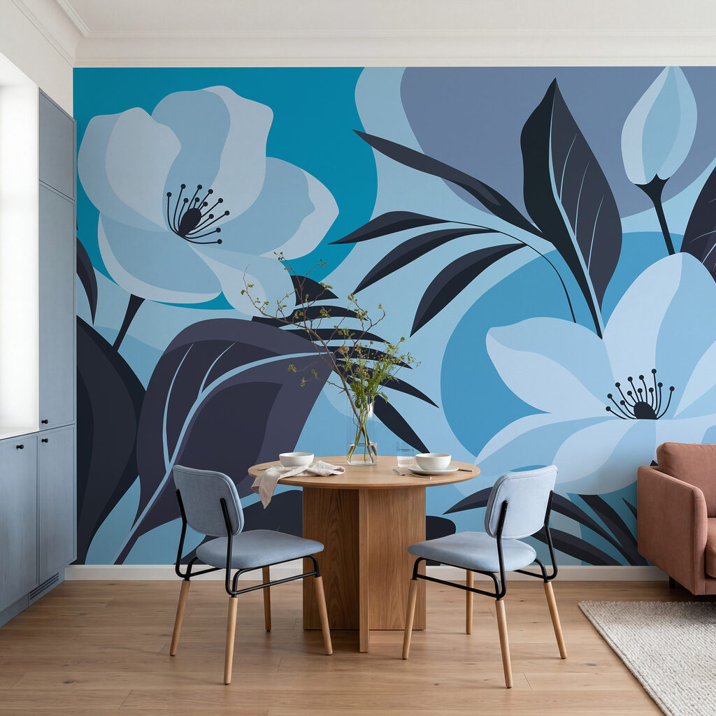 Flores entre folhas coloridas — interior 3