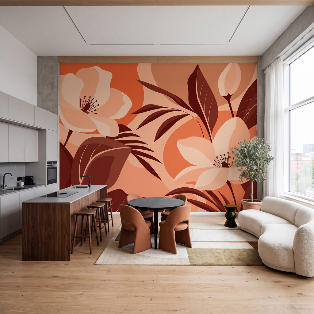 Flores entre folhas coloridas — interior 3