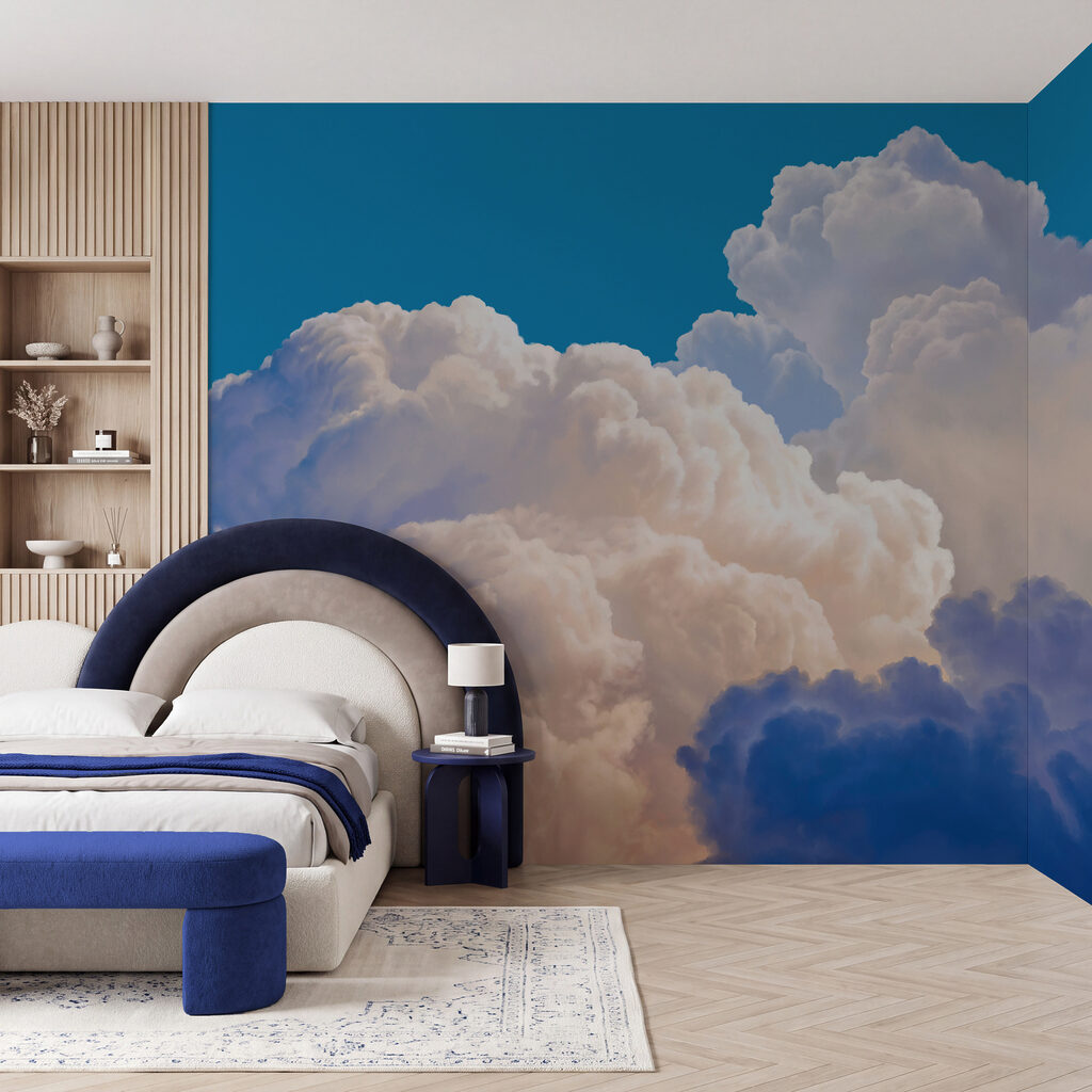Nuvens luminosas num interior