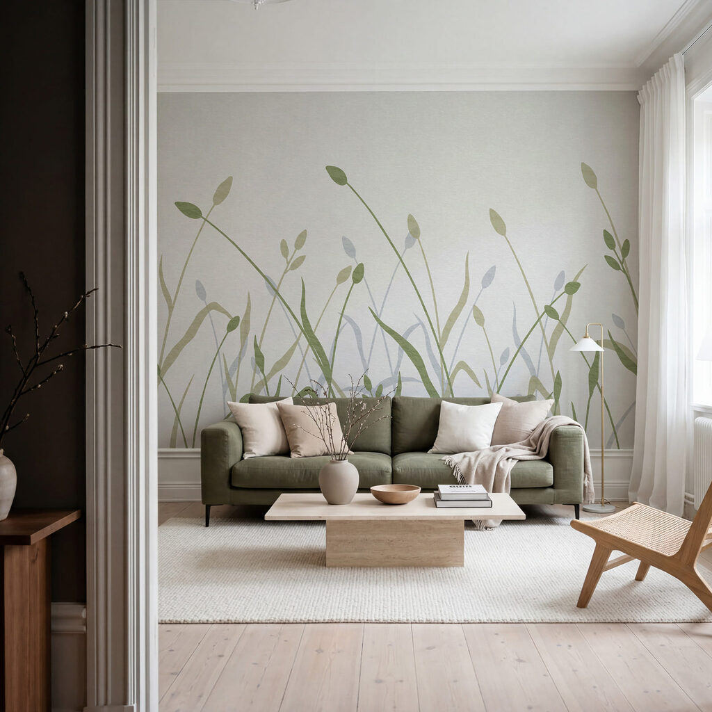 Hastes cruzadas em verde — interior 1