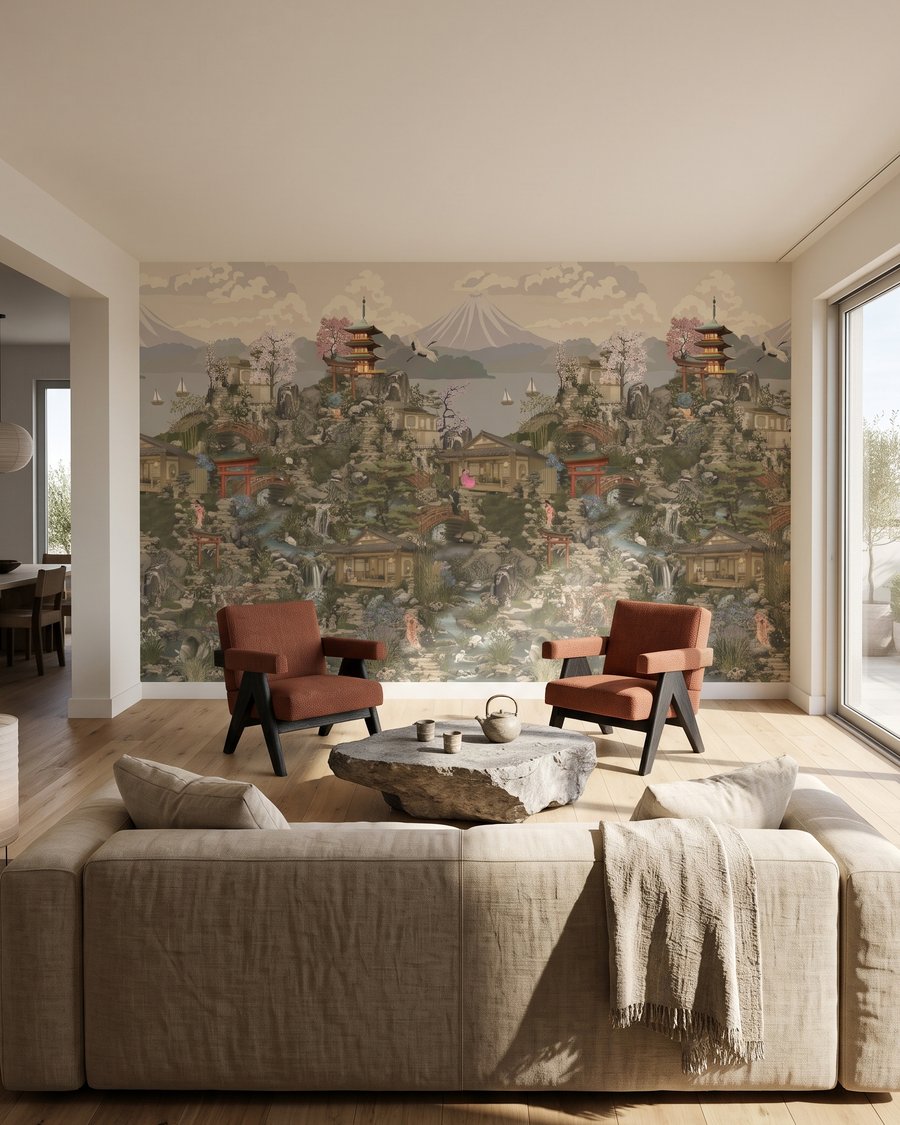 Pagodes numa paisagem densa — interior 2
