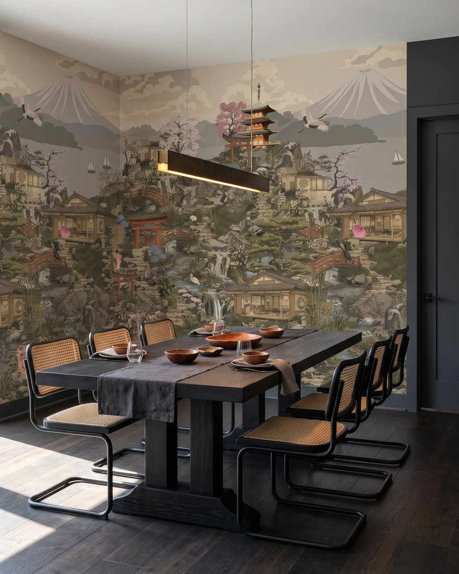 Pagodes numa paisagem densa — interior 8