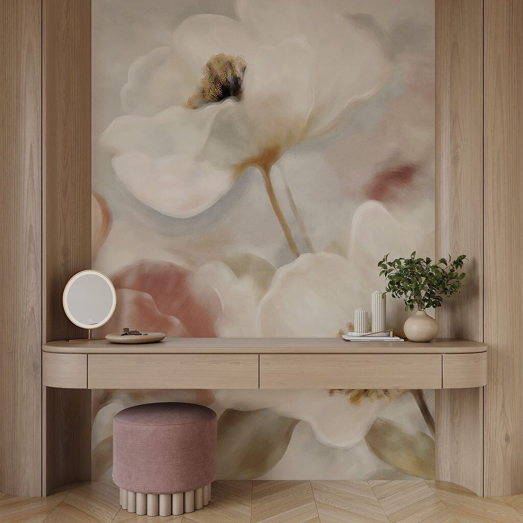 Pétalas cremosas sobre hastes — interior 2