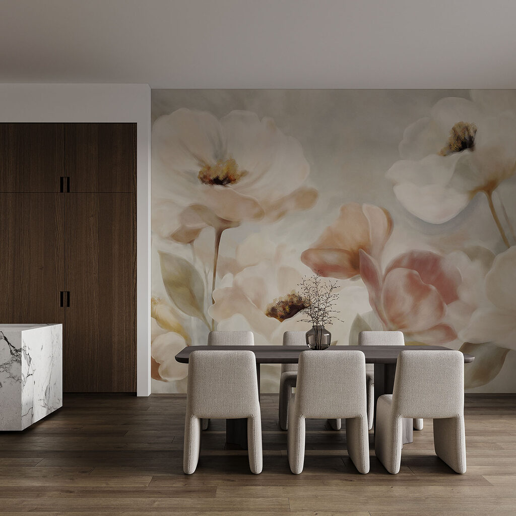 Pétalas cremosas sobre hastes — interior 3