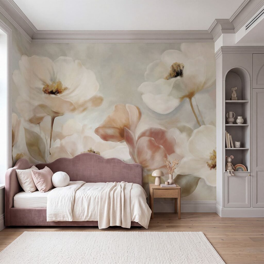 Pétalas cremosas sobre hastes — interior 4