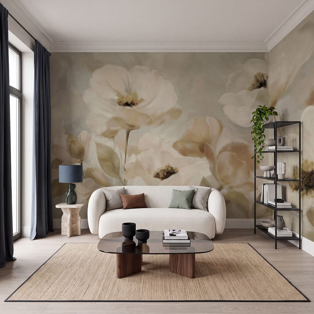 Pétalas cremosas sobre hastes — interior 2