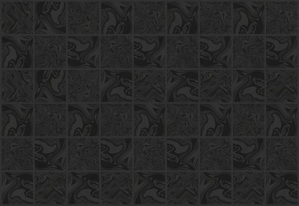 Volutas escuras em quadrados — design completo
