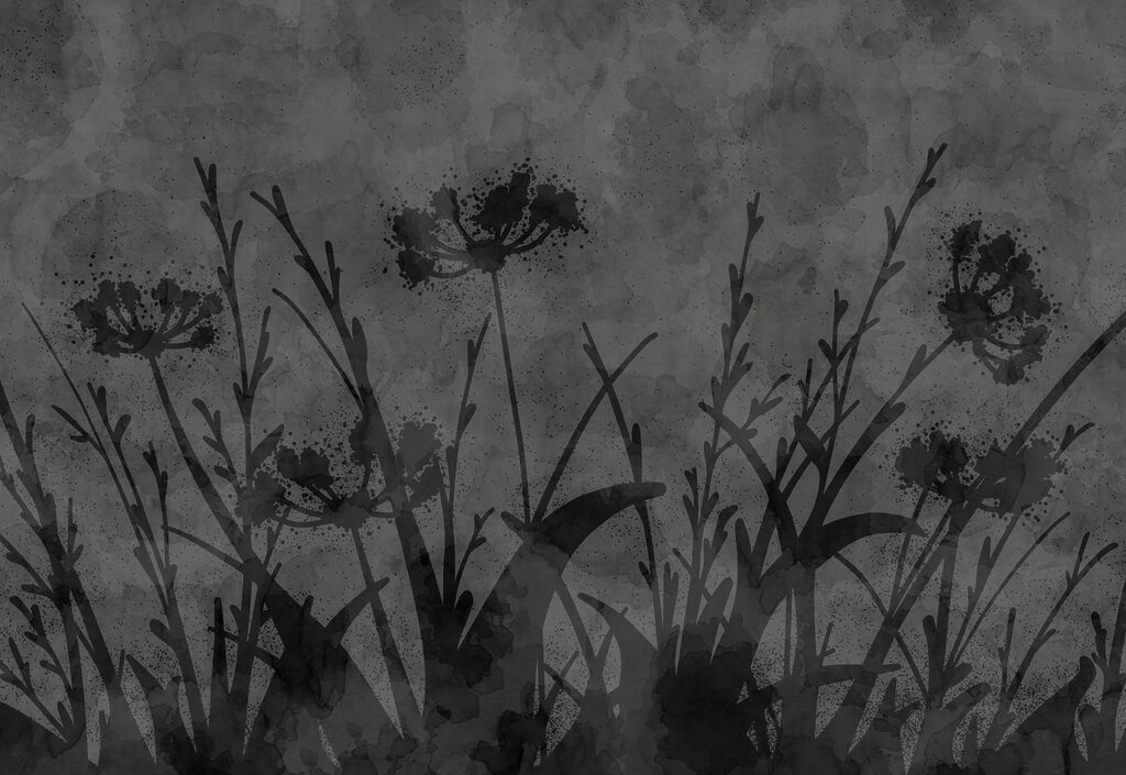 Flores em sombra negra — design completo