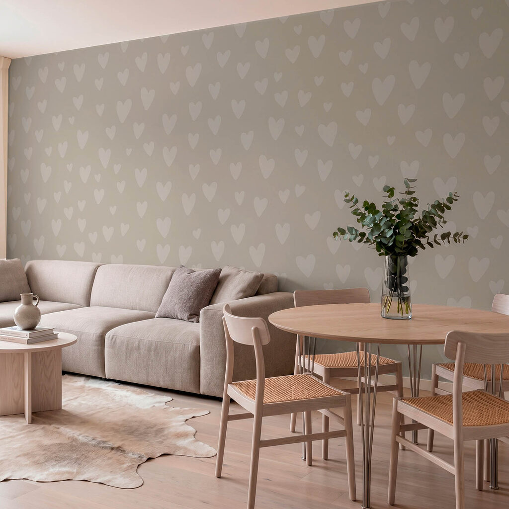 Corações em repetição suave — interior 1