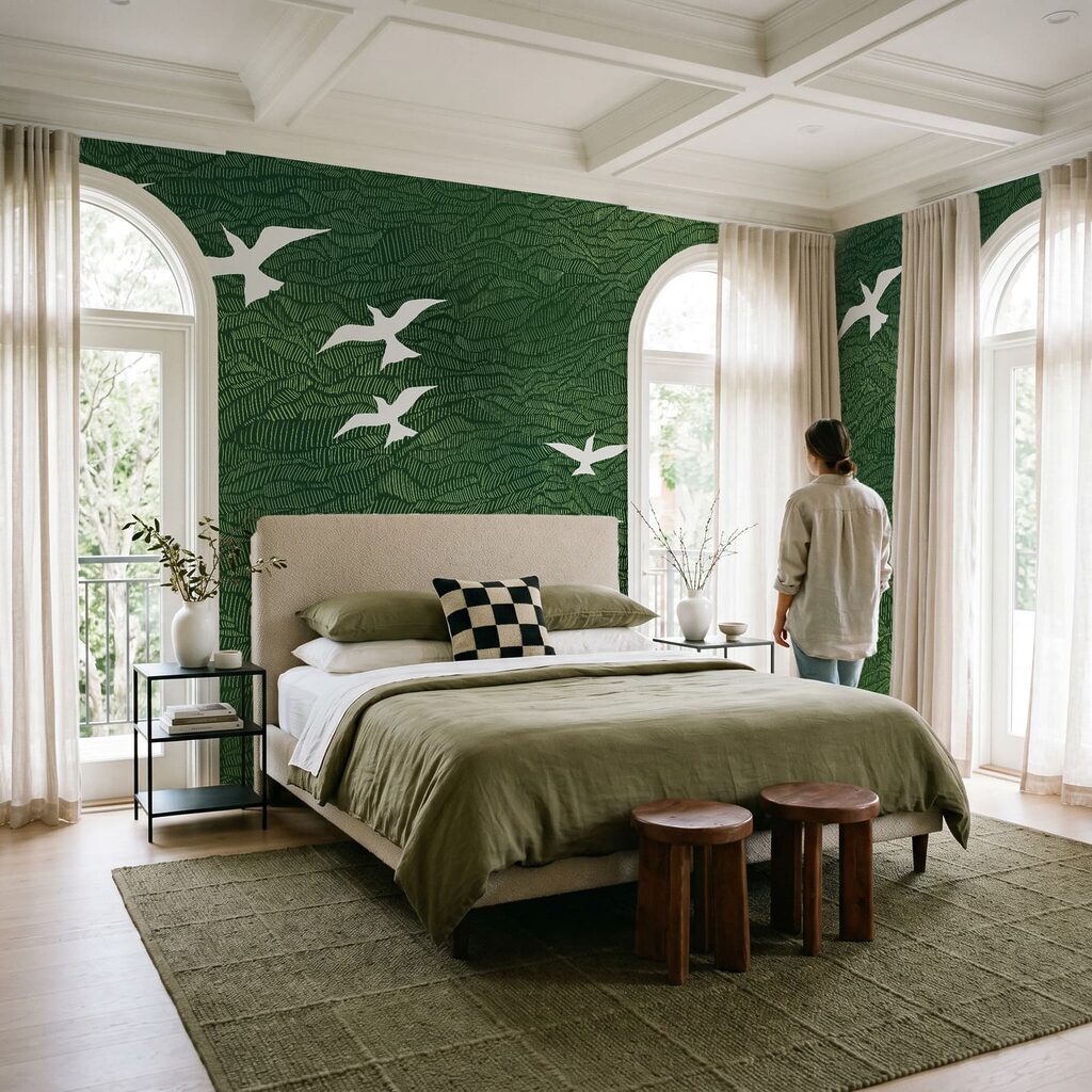 Aves brancas sobre ondas — interior 2