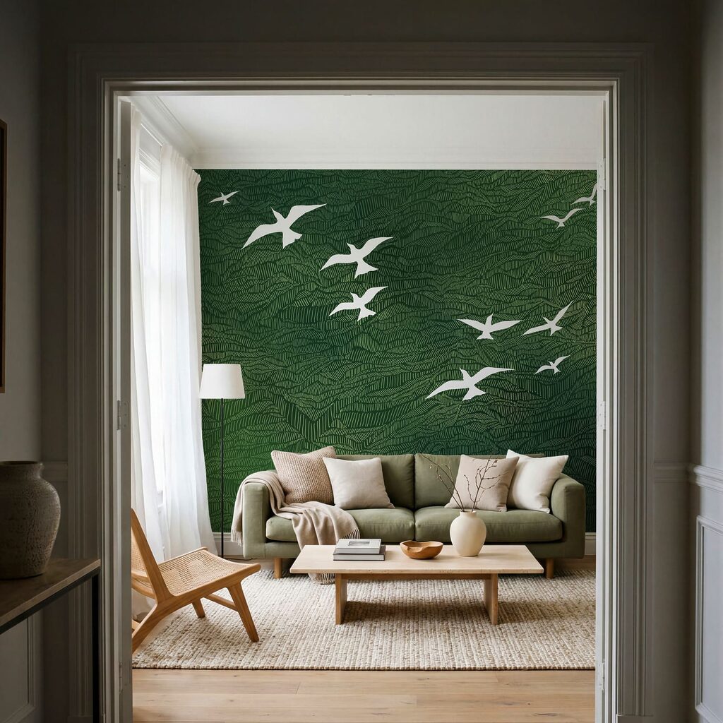 Aves brancas sobre ondas — interior 1