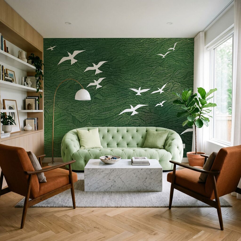 Aves brancas sobre ondas — interior 3