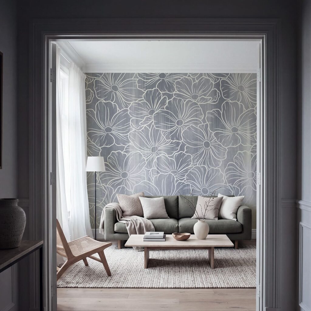 Linhas brancas de flores — interior 2