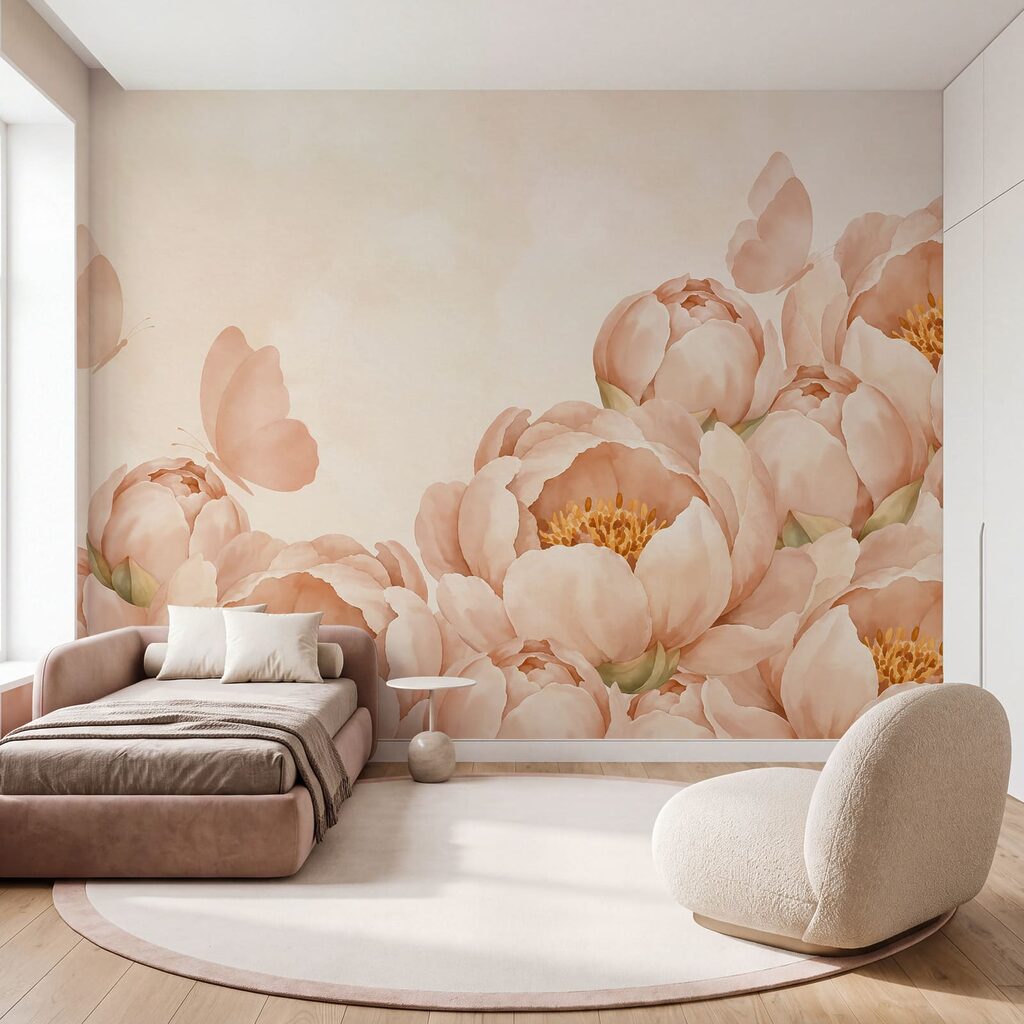 Borboletas sobre bordas floridas — interior 1