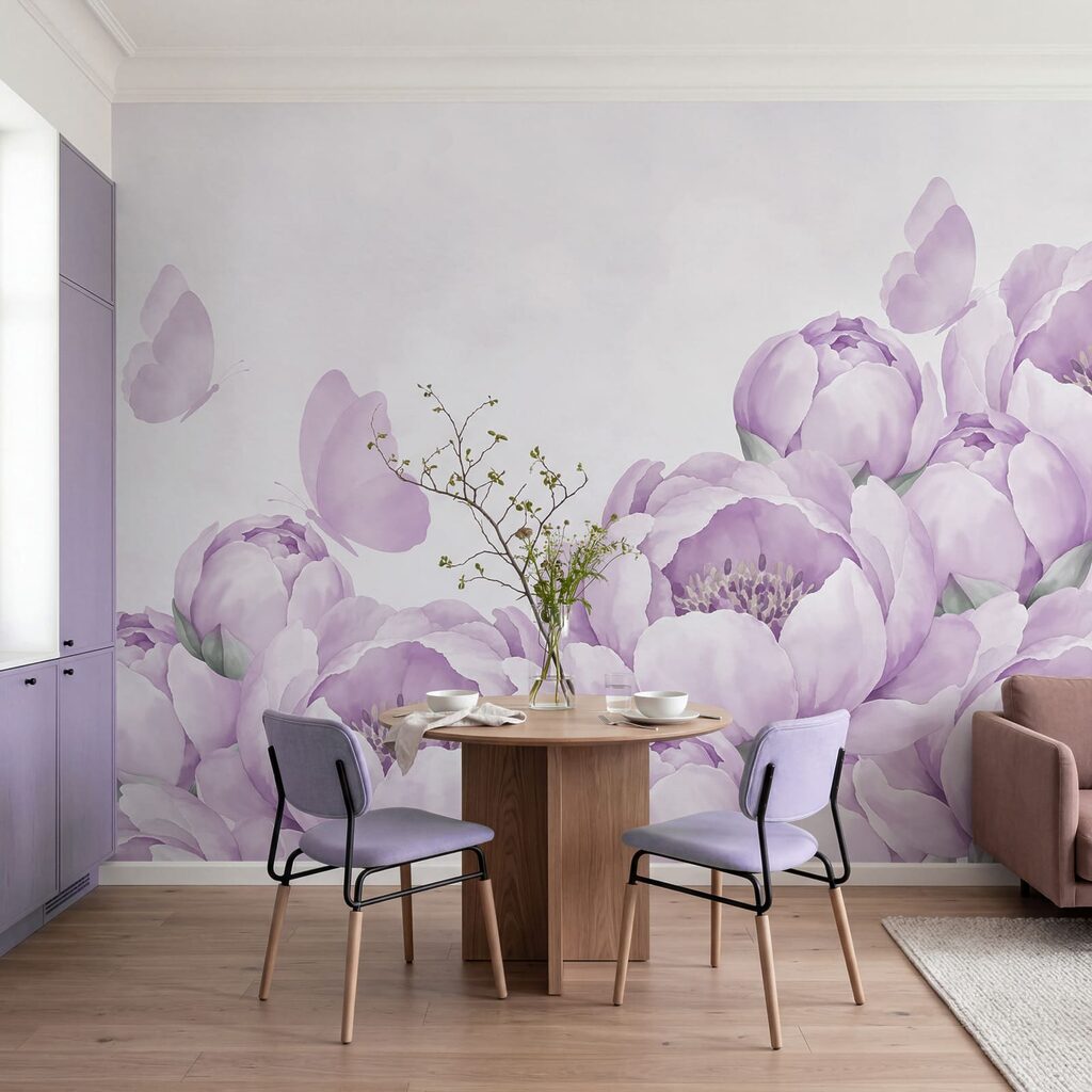 Borboletas sobre bordas floridas — interior 1