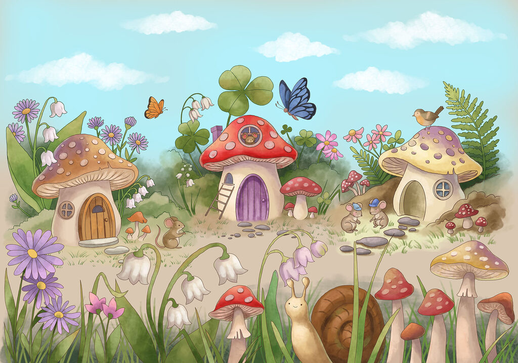 Aldeia de cogumelos — design completo