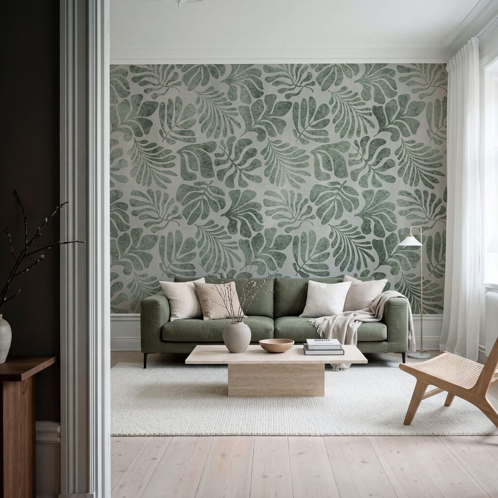 Folhas tropicais estampadas — interior 3