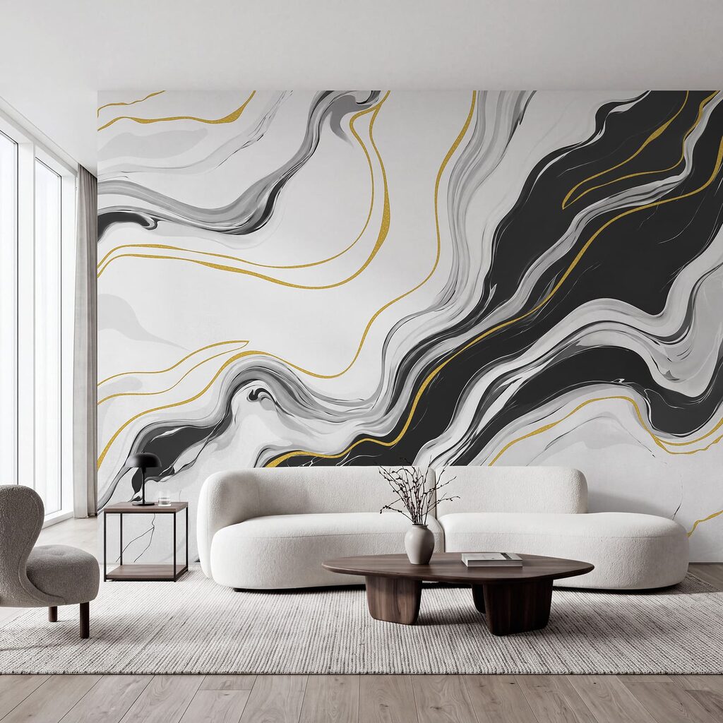 Veios dourados fluidos num interior