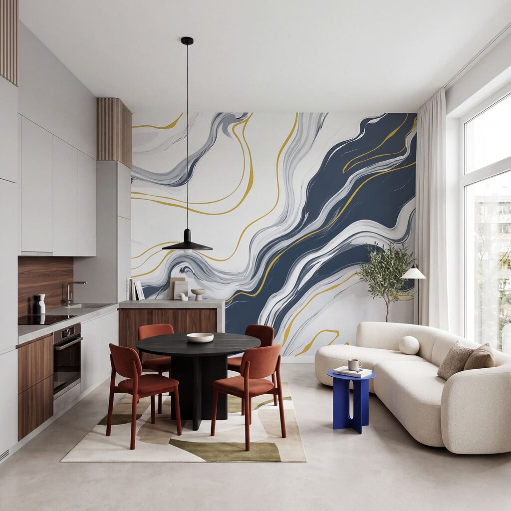 Veios dourados fluidos — interior 3