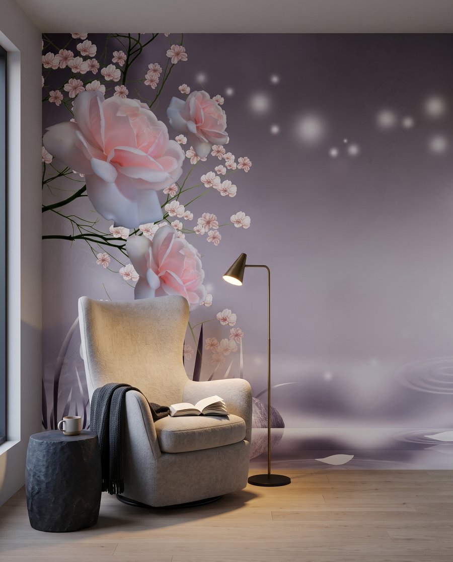 Flores rosa à beira-água — interior 4