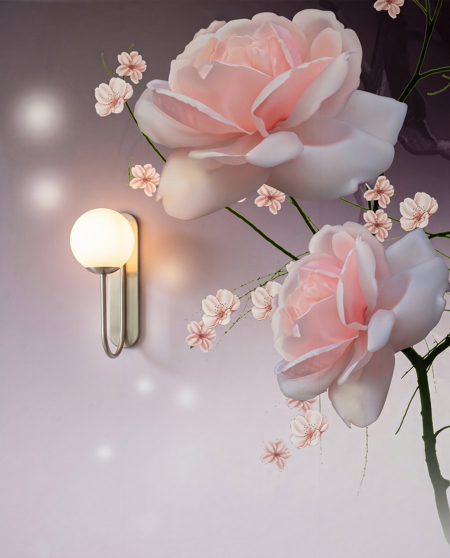 Flores rosa à beira-água — detalhe