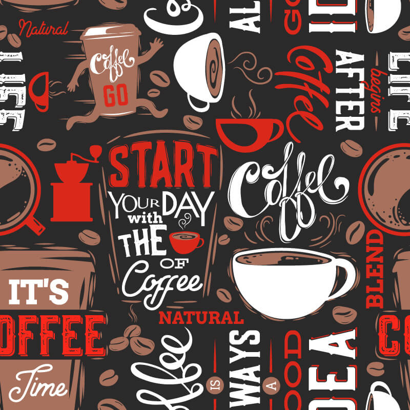 Café em letras vermelhas — design completo