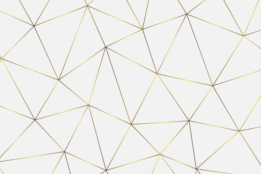 Triângulos finos sobre branco — design completo