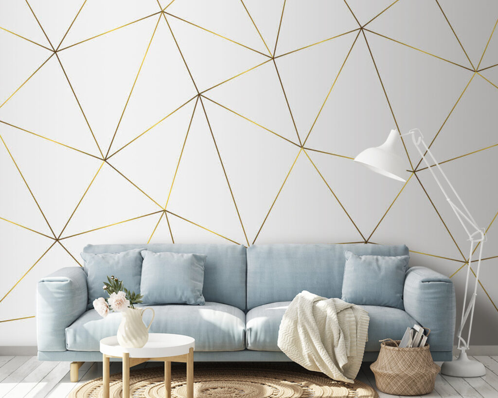 Triângulos finos sobre branco — interior 2
