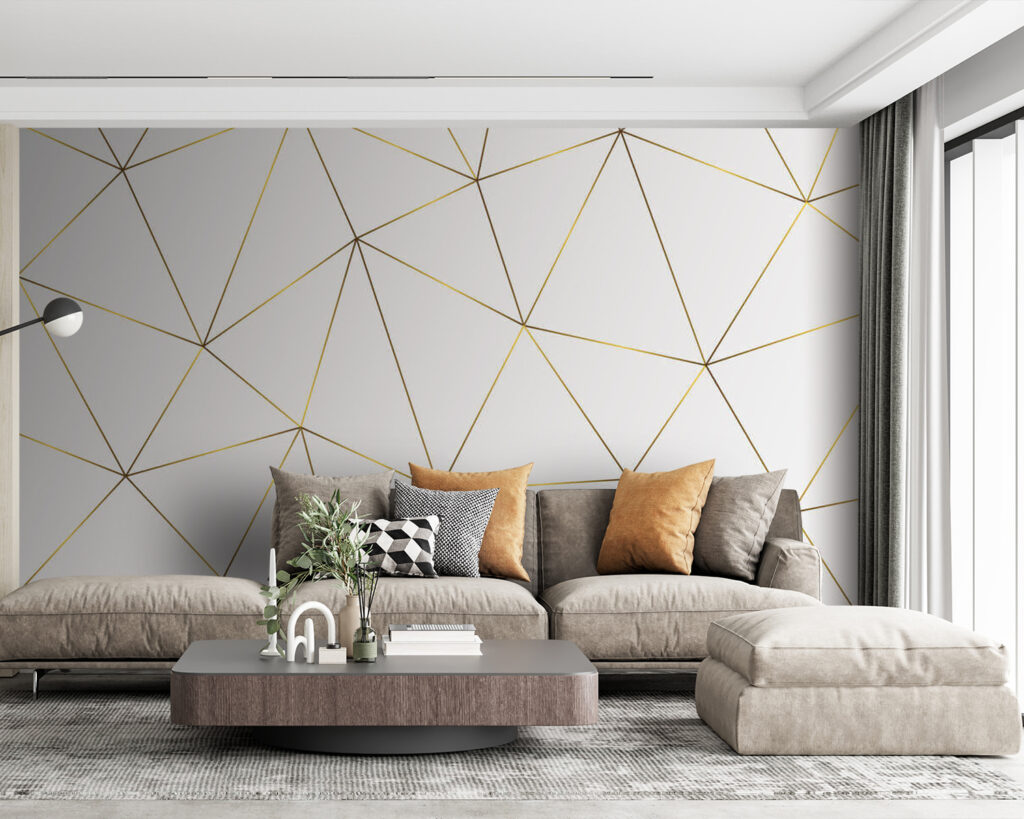 Triângulos finos sobre branco — interior 1