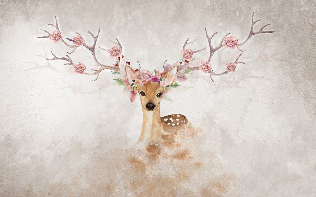 Veado com flores — design completo