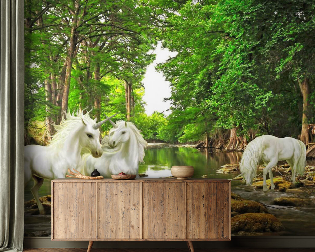 Cavalos brancos no bosque — interior 2