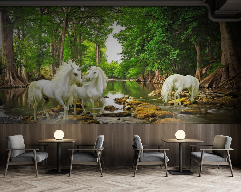 Cavalos brancos no bosque — interior 1