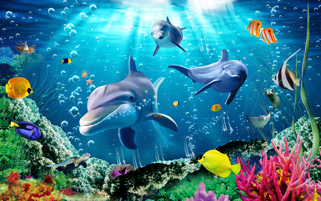 Golfinhos sob a luz — design completo