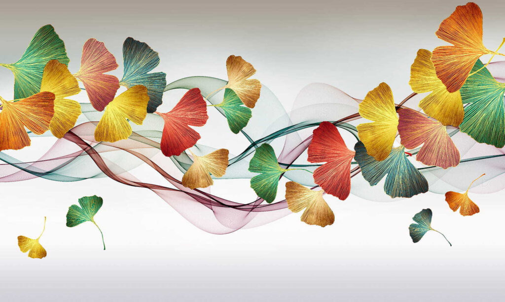 Folhas e fitas coloridas — design completo