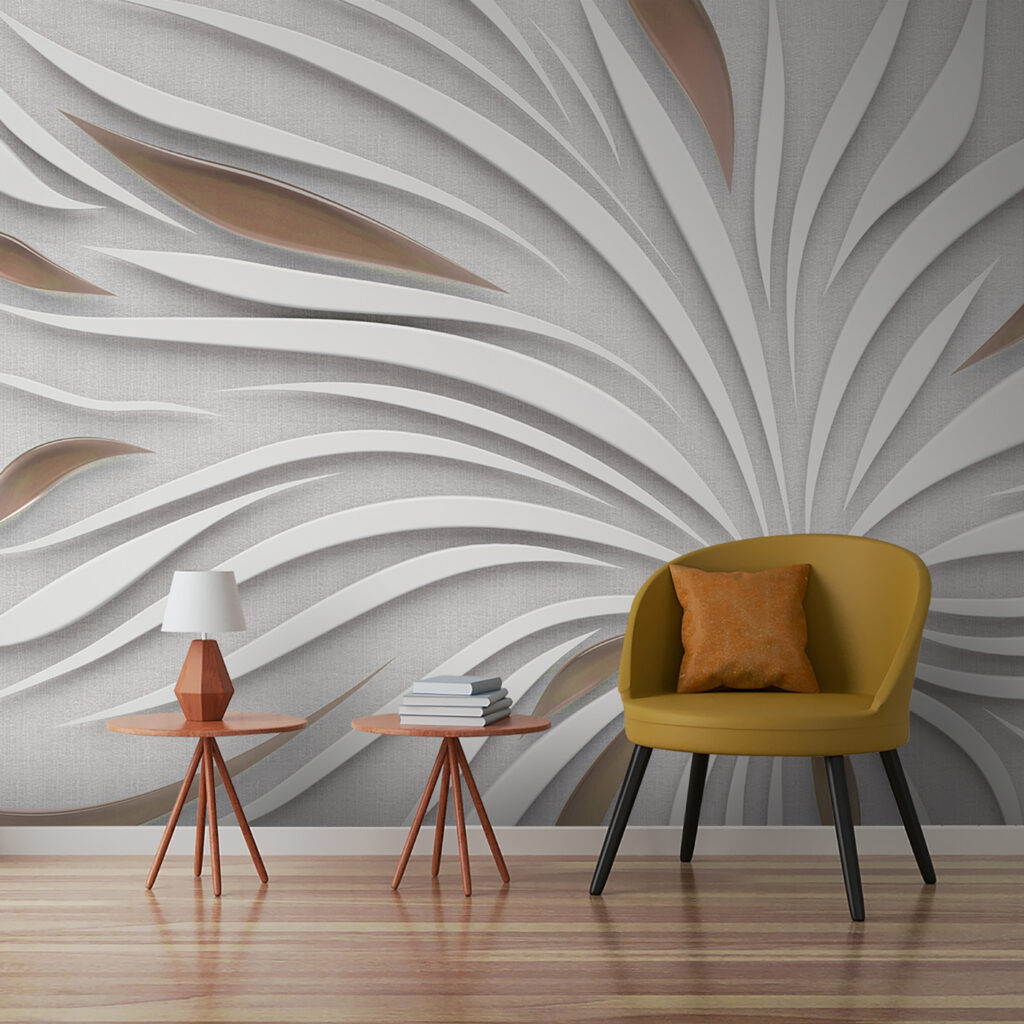 Folhas em raios brancos — interior 1