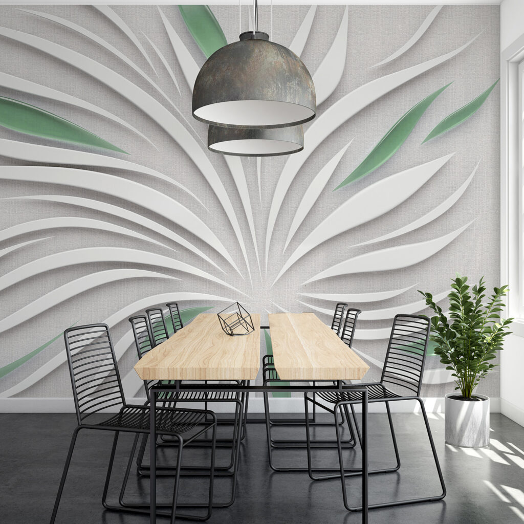 Folhas em raios brancos — interior 1