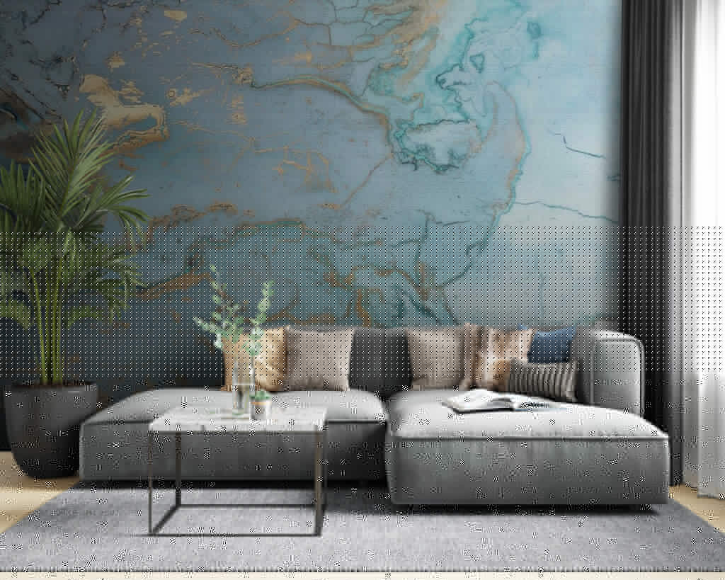 Azul-claro com veios dourados — interior 4